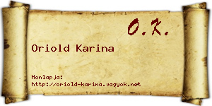 Oriold Karina névjegykártya